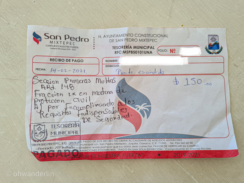 penalty for not wearing a mask in puerto escondido